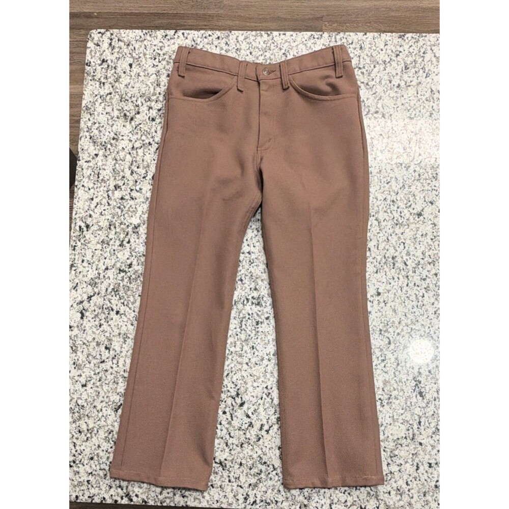 Vtg 1970s Levi’s Sta-Prest 517 Brown Textured Twill Bootcut Flared Pants 32x27